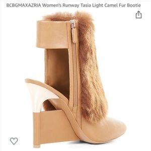 BCBG Max Azria fur ankle heel boots! Worn once! Sexy & comfortable in tan/camel
